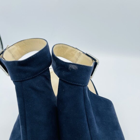 Nine West Shoes Womens Size 8.5 M Navy Blue Heels Open Toe Ankle Strap Sandals - Picture 10 of 12
